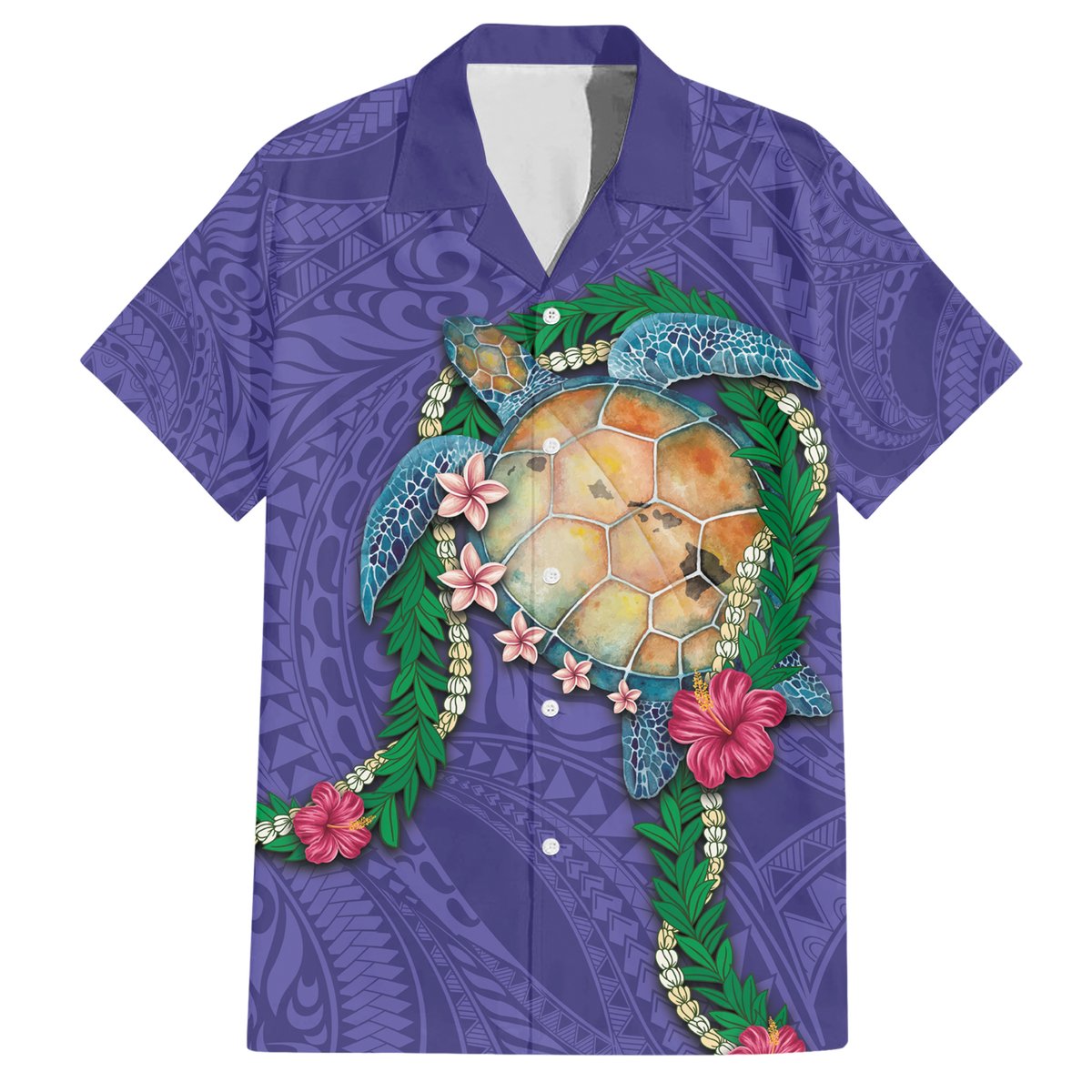Hawaii Pikake and Maile Lei Hawaiian Shirt Honu Polynesian Pattern Purple Color LT03 Purple - Polynesian Pride