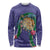 Hawaii Pikake and Maile Lei Long Sleeve Shirt Honu Polynesian Pattern Purple Color