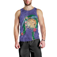 Hawaii Pikake and Maile Lei Men Tank Top Honu Polynesian Pattern Purple Color LT03 - Polynesian Pride