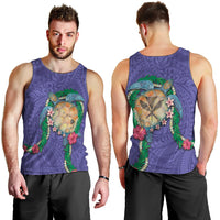 Hawaii Pikake and Maile Lei Men Tank Top Honu Polynesian Pattern Purple Color LT03 - Polynesian Pride