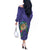 Hawaii Pikake and Maile Lei Off The Shoulder Long Sleeve Dress Honu Polynesian Pattern Purple Color