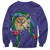 Hawaii Pikake and Maile Lei Sweatshirt Honu Polynesian Pattern Purple Color LT03 - Polynesian Pride