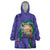 Hawaii Pikake and Maile Lei Wearable Blanket Hoodie Honu Polynesian Pattern Purple Color