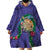 Hawaii Pikake and Maile Lei Wearable Blanket Hoodie Honu Polynesian Pattern Purple Color