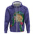 Hawaii Pikake and Maile Lei Zip Hoodie Honu Polynesian Pattern Purple Color