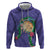 Hawaii Pikake and Maile Lei Zip Hoodie Honu Polynesian Pattern Purple Color