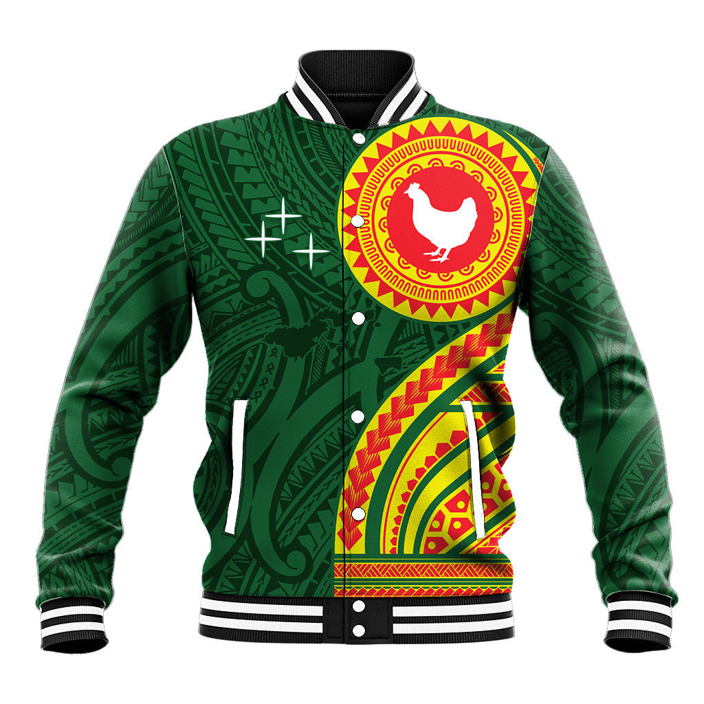 Manu'a Cession Day Baseball Jacket Polynesian Pattern LT03 Unisex Green - Polynesian Pride