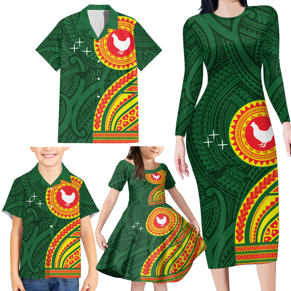 Manu'a Cession Day Family Matching Long Sleeve Bodycon Dress and Hawaiian Shirt Polynesian Pattern