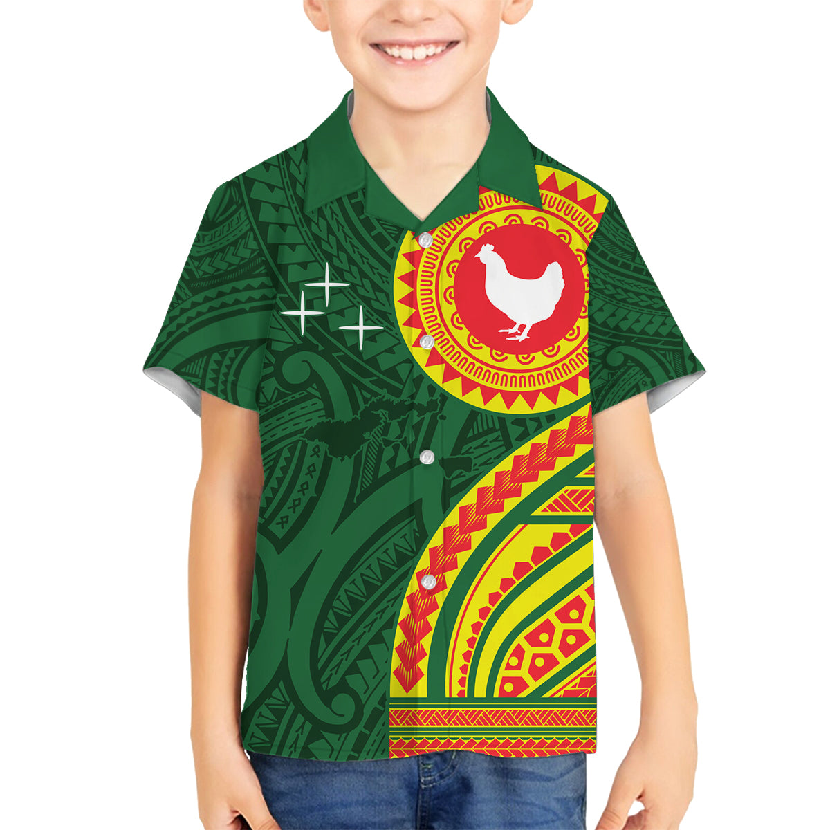 Manu'a Cession Day Family Matching Long Sleeve Bodycon Dress and Hawaiian Shirt Polynesian Pattern LT03 Son's Shirt Green - Polynesian Pride