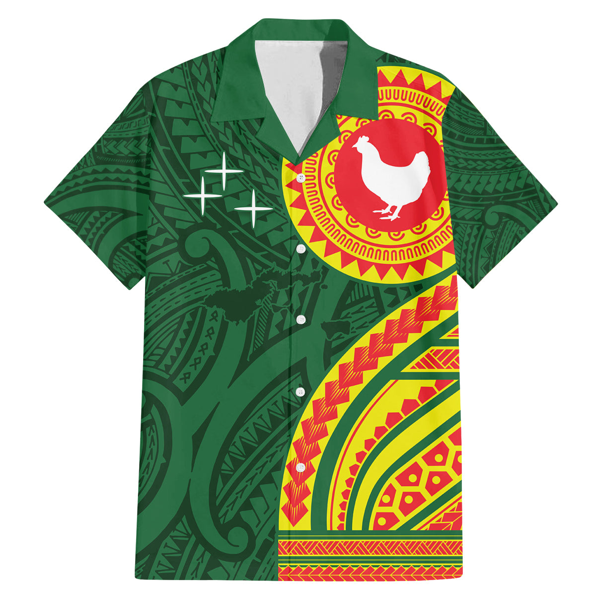 Manu'a Cession Day Family Matching Mermaid Dress and Hawaiian Shirt Polynesian Pattern LT03 Dad's Shirt - Short Sleeve Green - Polynesian Pride