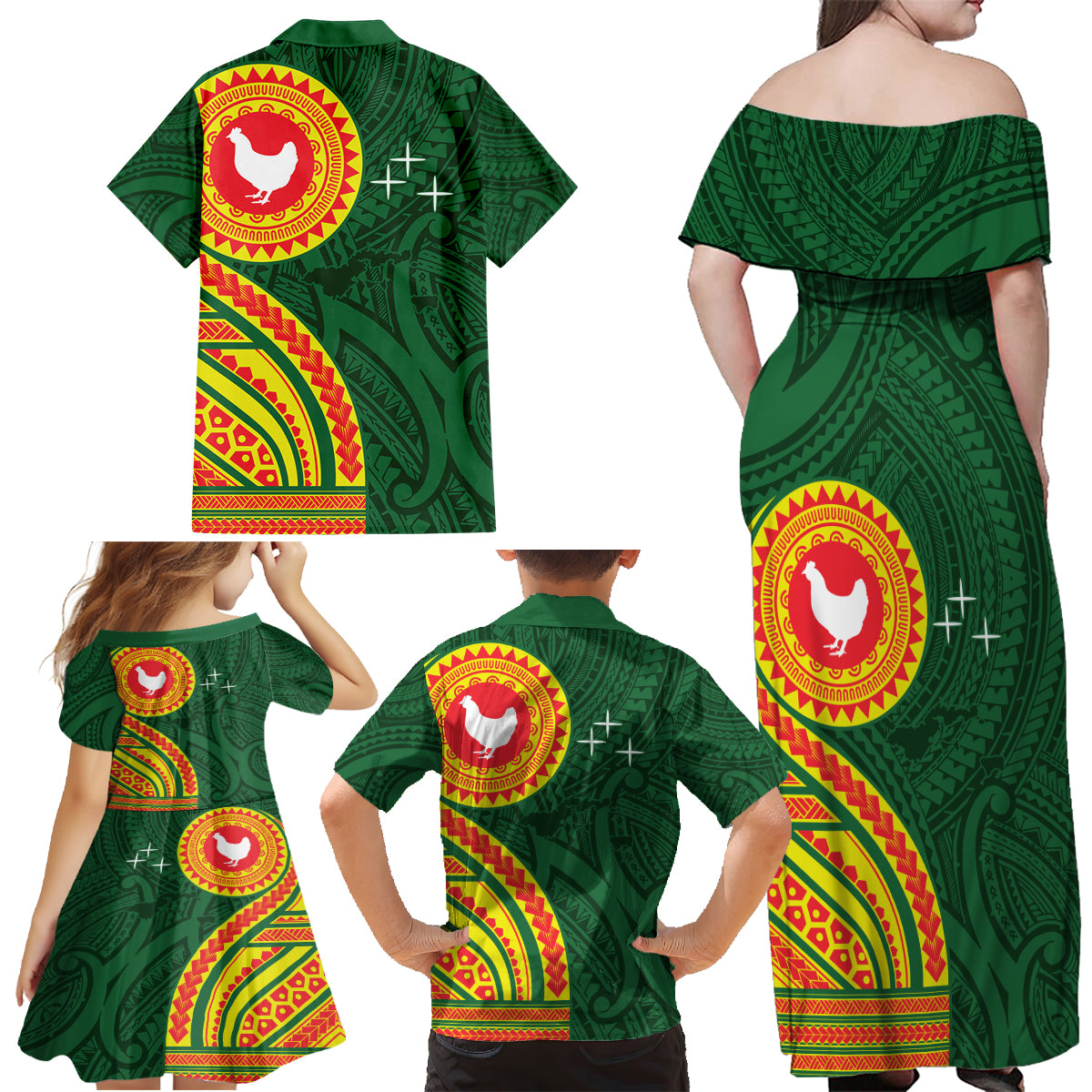 Manu'a Cession Day Family Matching Off Shoulder Maxi Dress and Hawaiian Shirt Polynesian Pattern LT03 - Polynesian Pride