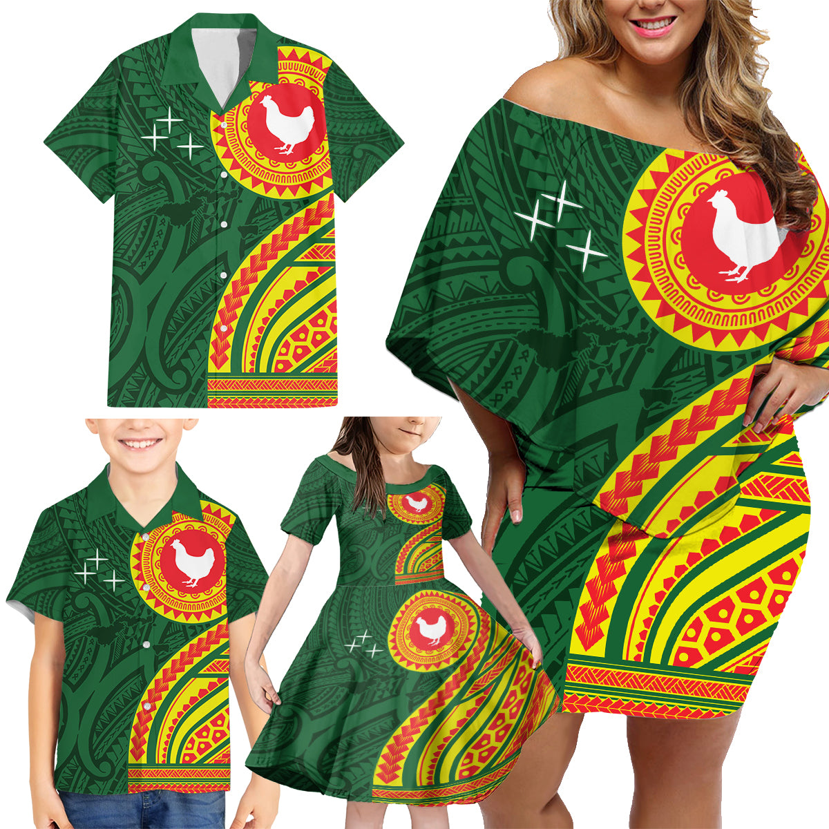 Manu'a Cession Day Family Matching Off Shoulder Short Dress and Hawaiian Shirt Polynesian Pattern LT03 - Polynesian Pride