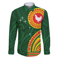 Manu'a Cession Day Family Matching Puletasi and Hawaiian Shirt Polynesian Pattern LT03 Dad's Shirt - Long Sleeve Green - Polynesian Pride