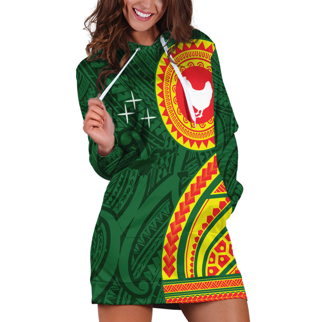 Manu'a Cession Day Hoodie Dress Polynesian Pattern LT03 Green - Polynesian Pride