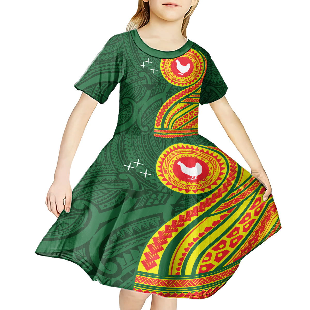 Manu'a Cession Day Kid Short Sleeve Dress Polynesian Pattern LT03 - Polynesian Pride