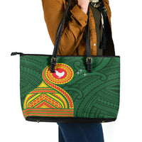 Manu'a Cession Day Leather Tote Bag Polynesian Pattern LT03 - Polynesian Pride
