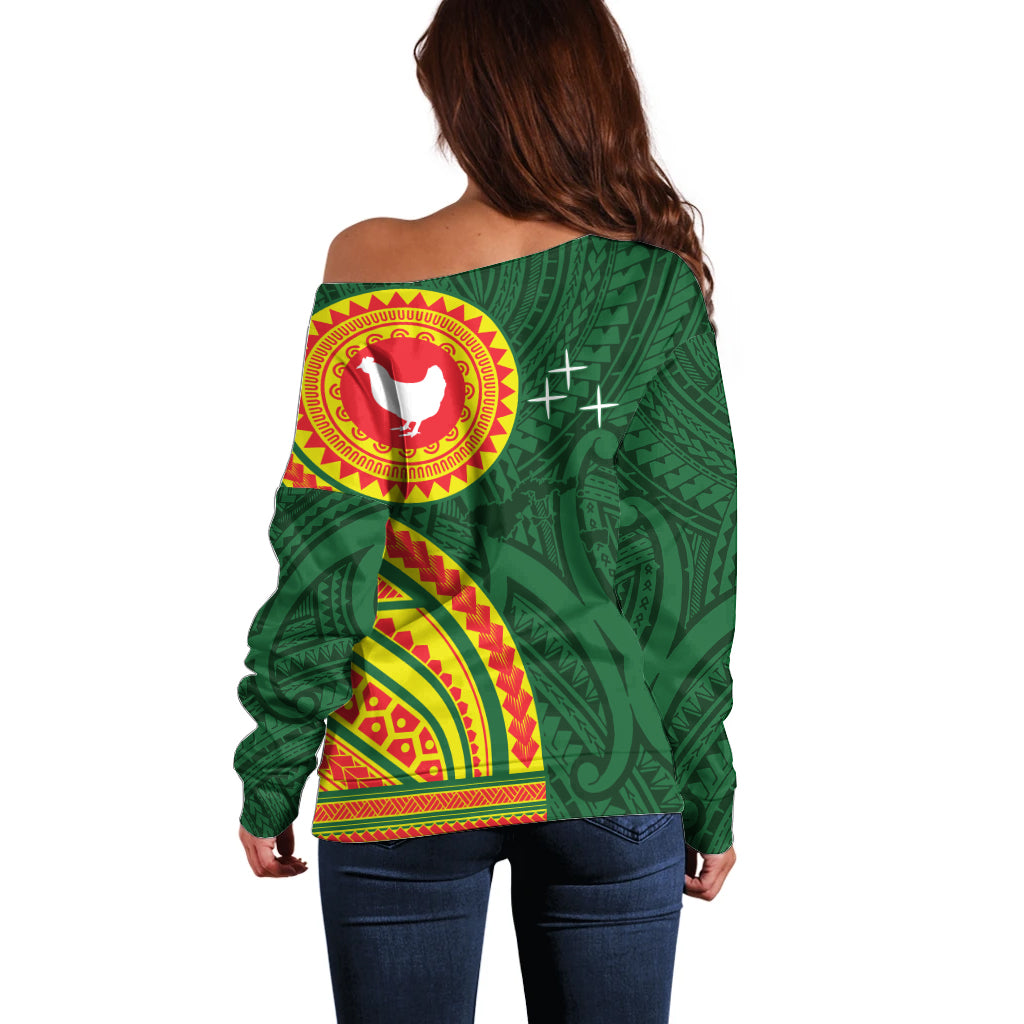 Manu'a Cession Day Off Shoulder Sweater Polynesian Pattern