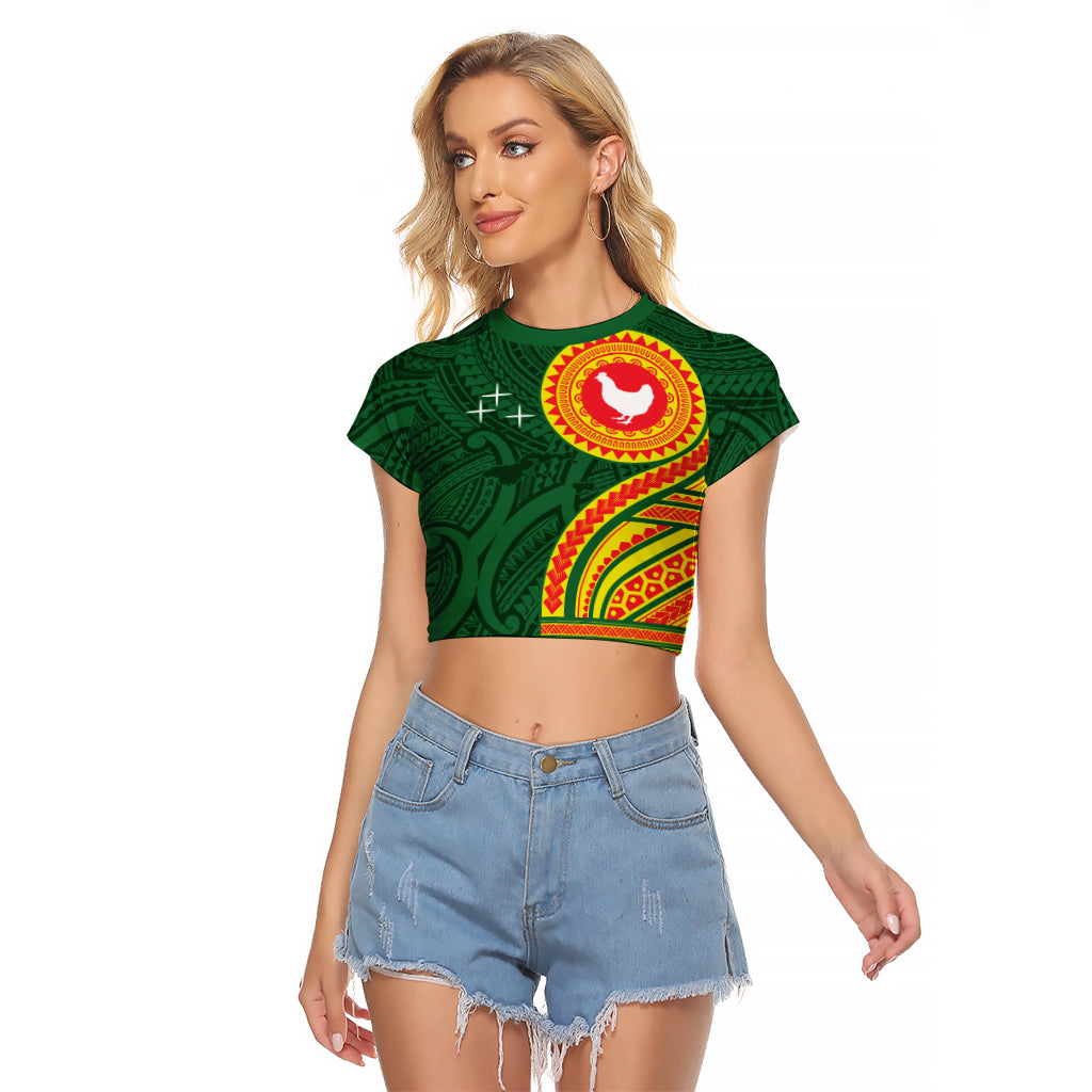 Manu'a Cession Day Raglan Cropped T Shirt Polynesian Pattern