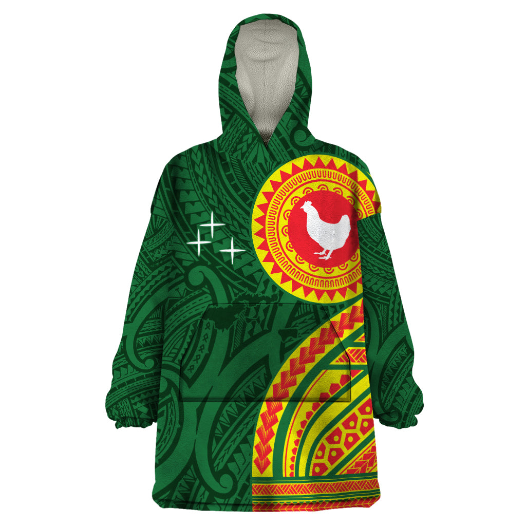 Manu'a Cession Day Wearable Blanket Hoodie Polynesian Pattern LT03 One Size Green - Polynesian Pride