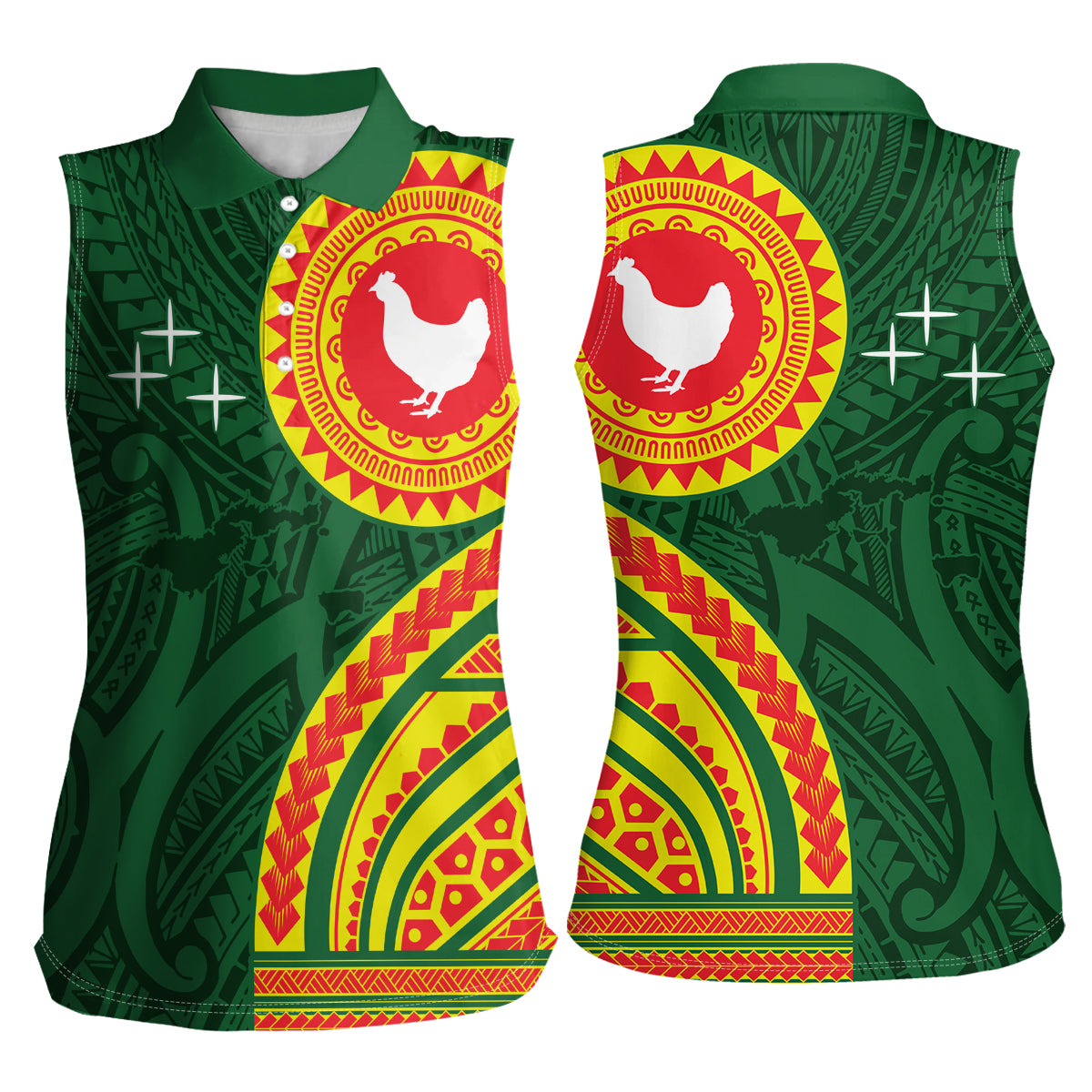 Manu'a Cession Day Women Sleeveless Polo Shirt Polynesian Pattern