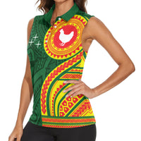 Manu'a Cession Day Women Sleeveless Polo Shirt Polynesian Pattern