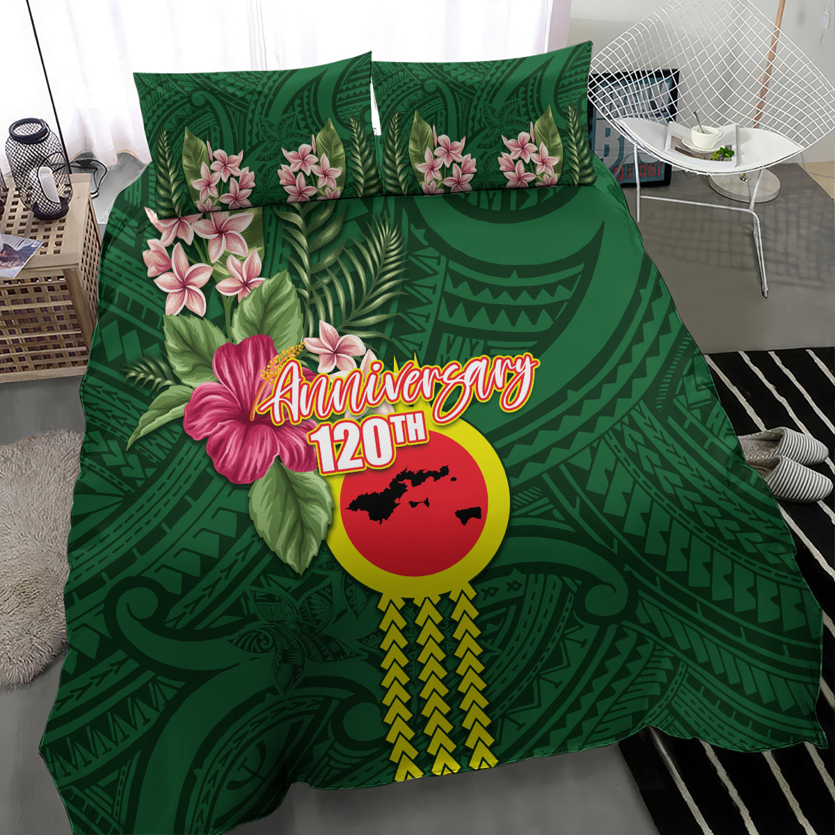 Manu'a Cession Day 120th Anniversary Bedding Set Polynesian Pattern and Hibiscus Flower LT03 - Polynesian Pride