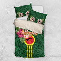 Manu'a Cession Day 120th Anniversary Bedding Set Polynesian Pattern and Hibiscus Flower LT03 US Twin 172cm x 218cm Green - Polynesian Pride