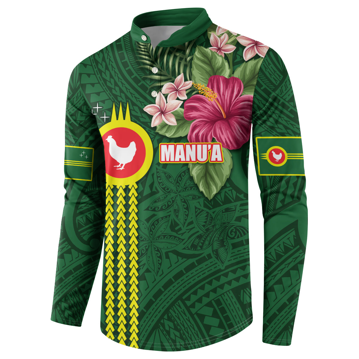 Manu'a Cession Day 120th Anniversary Button Sweatshirt Polynesian Pattern and Hibiscus Flower LT03 - Polynesian Pride