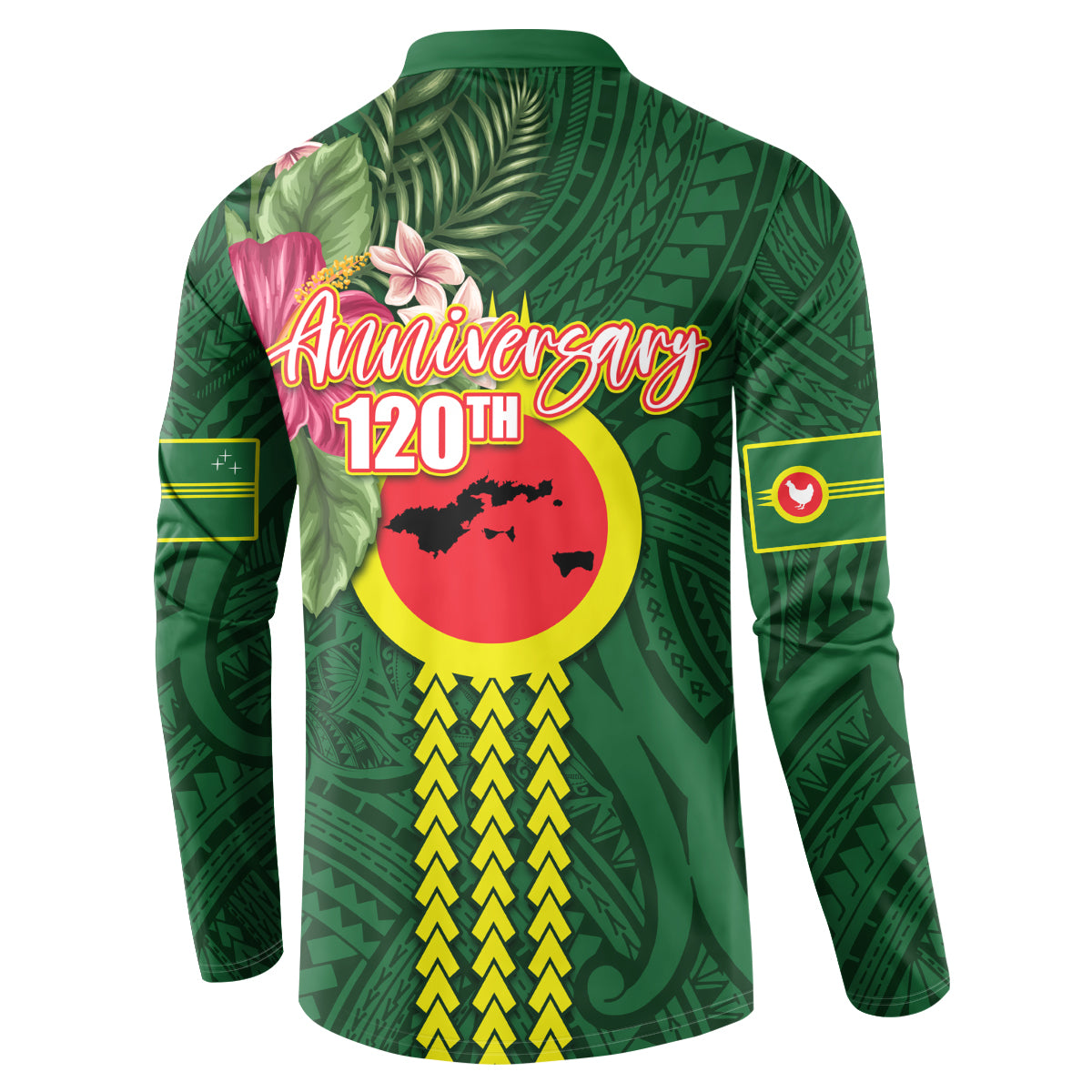 Manu'a Cession Day 120th Anniversary Button Sweatshirt Polynesian Pattern and Hibiscus Flower LT03 - Polynesian Pride