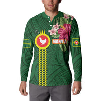 Manu'a Cession Day 120th Anniversary Button Sweatshirt Polynesian Pattern and Hibiscus Flower LT03 - Polynesian Pride