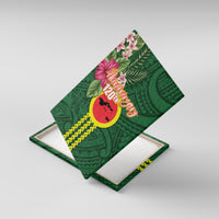 Manu'a Cession Day 120th Anniversary Canvas Wall Art Polynesian Pattern and Hibiscus Flower LT03 With Frame Green - Polynesian Pride