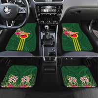 Manu'a Cession Day 120th Anniversary Car Mats Polynesian Pattern and Hibiscus Flower LT03 Set 4pcs Green - Polynesian Pride