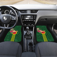 Manu'a Cession Day 120th Anniversary Car Mats Polynesian Pattern and Hibiscus Flower LT03 Set 2pcs - Front Green - Polynesian Pride