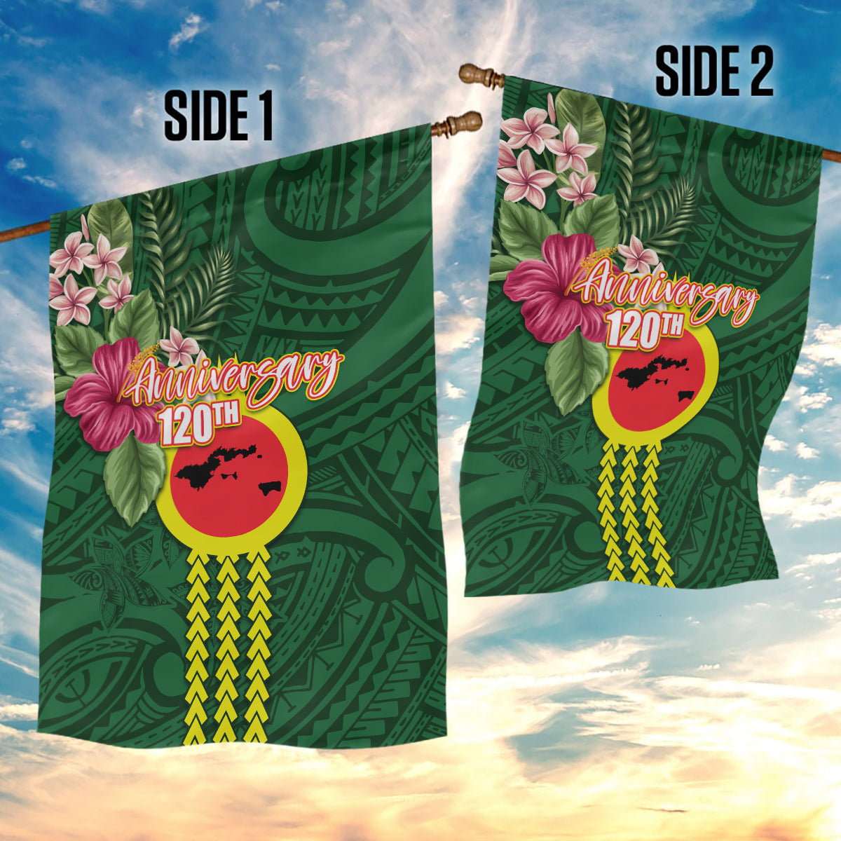 Manu'a Cession Day 120th Anniversary Garden Flag Polynesian Pattern and Hibiscus Flower LT03 - Polynesian Pride