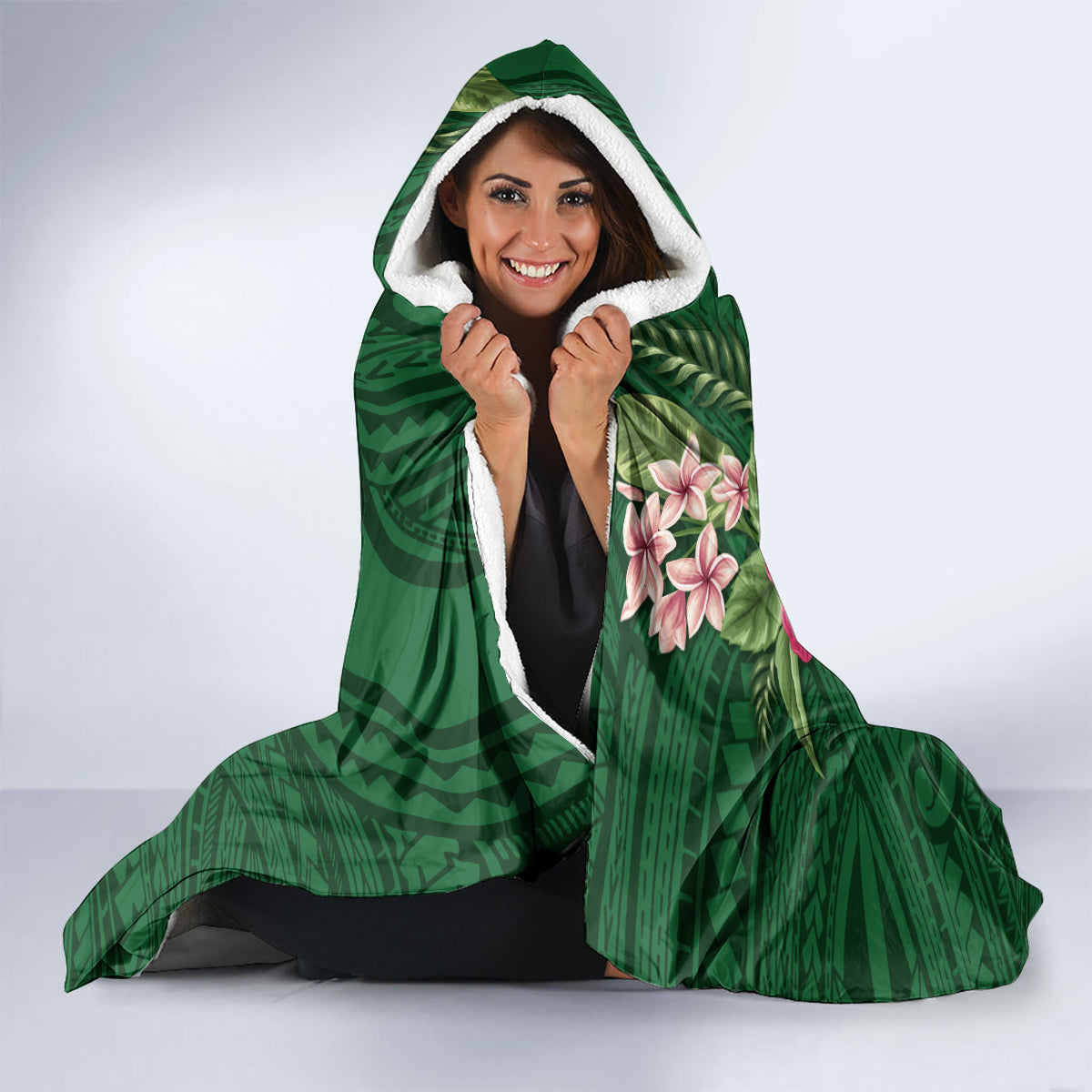 Manu'a Cession Day 120th Anniversary Hooded Blanket Polynesian Pattern and Hibiscus Flower LT03 - Polynesian Pride