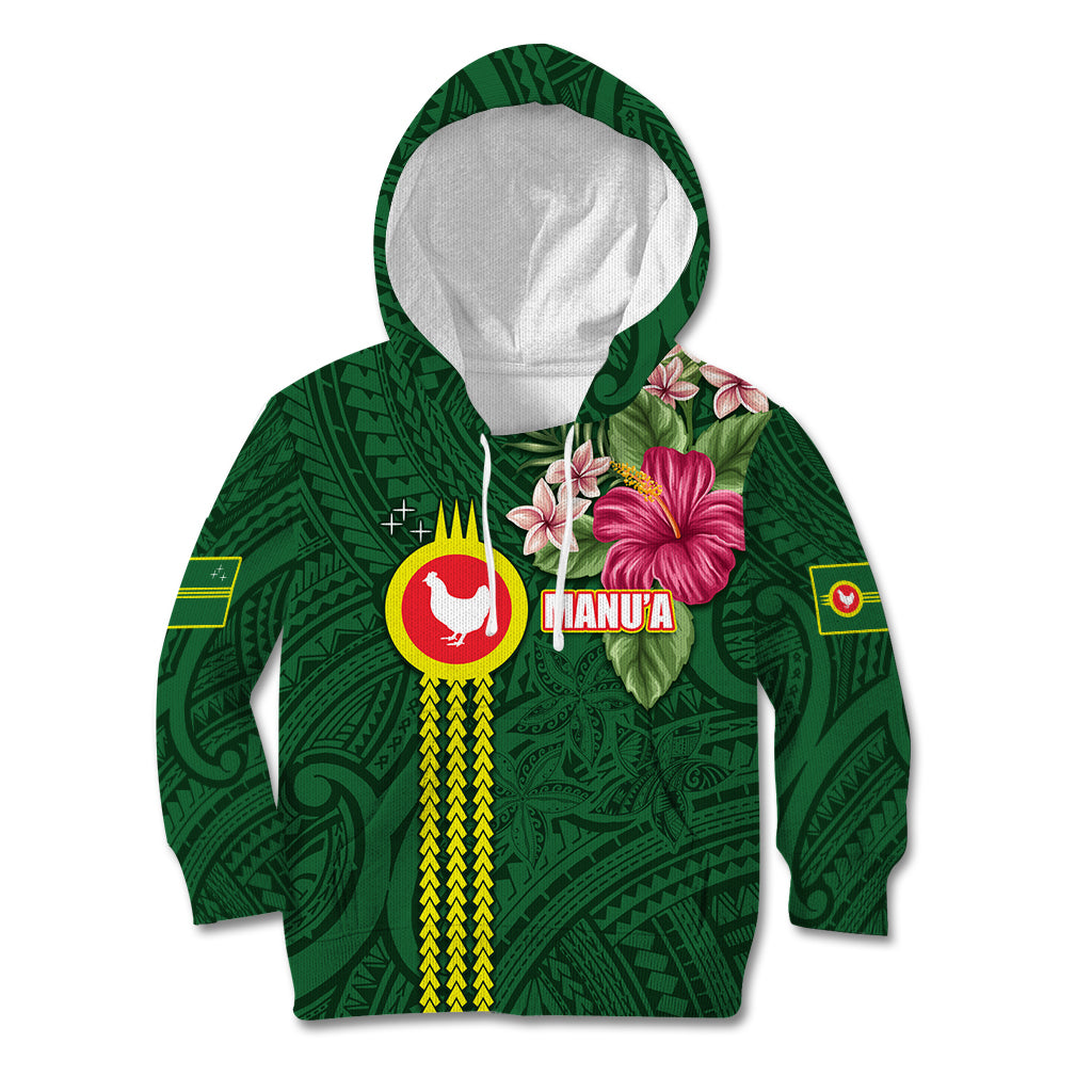 Manu'a Cession Day 120th Anniversary Kid Hoodie Polynesian Pattern and Hibiscus Flower