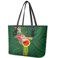 Manu'a Cession Day 120th Anniversary Leather Tote Bag Polynesian Pattern and Hibiscus Flower LT03 - Polynesian Pride