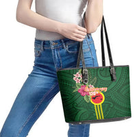 Manu'a Cession Day 120th Anniversary Leather Tote Bag Polynesian Pattern and Hibiscus Flower LT03 - Polynesian Pride
