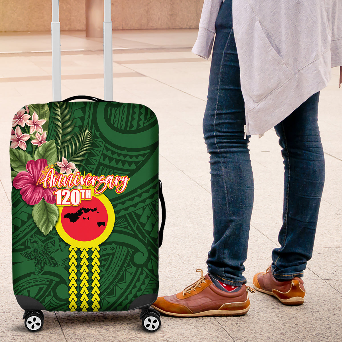 Manu'a Cession Day 120th Anniversary Luggage Cover Polynesian Pattern and Hibiscus Flower