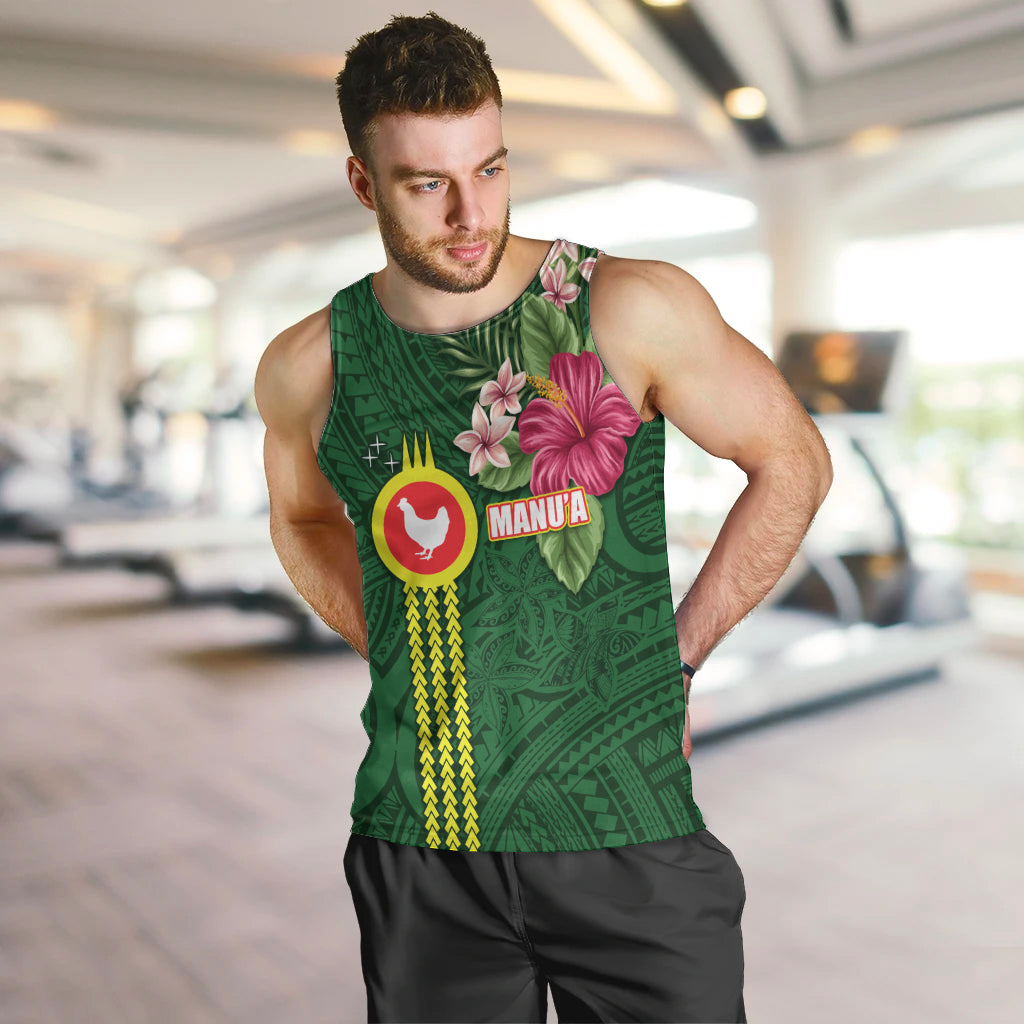 Manu'a Cession Day 120th Anniversary Men Tank Top Polynesian Pattern and Hibiscus Flower LT03 Green - Polynesian Pride