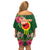 Manu'a Cession Day 120th Anniversary Off Shoulder Short Dress Polynesian Pattern and Hibiscus Flower