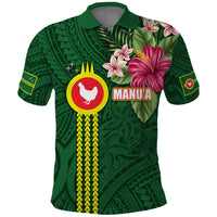 Manu'a Cession Day 120th Anniversary Polo Shirt Polynesian Pattern and Hibiscus Flower