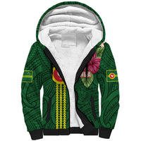 Manu'a Cession Day 120th Anniversary Sherpa Hoodie Polynesian Pattern and Hibiscus Flower LT03 Unisex Green - Polynesian Pride