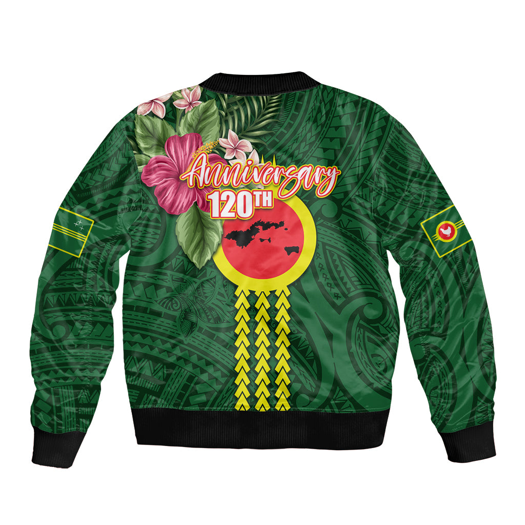 Manu'a Cession Day 120th Anniversary Sleeve Zip Bomber Jacket Polynesian Pattern and Hibiscus Flower LT03 - Polynesian Pride