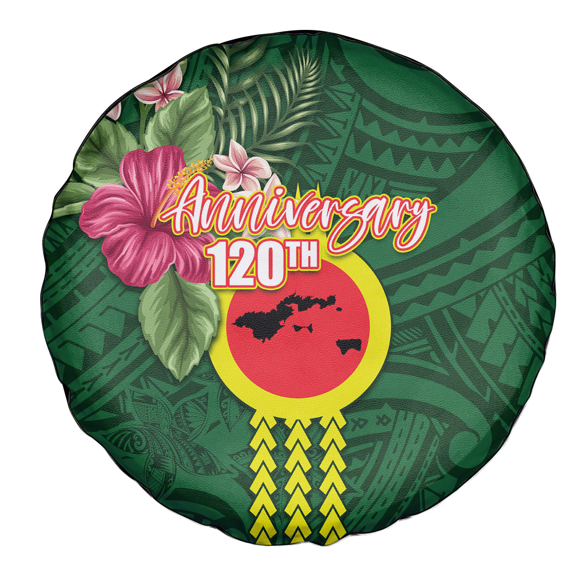 Manu'a Cession Day 120th Anniversary Spare Tire Cover Polynesian Pattern and Hibiscus Flower LT03 - Polynesian Pride