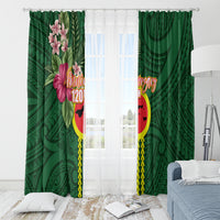 Manu'a Cession Day 120th Anniversary Window Curtain Polynesian Pattern and Hibiscus Flower LT03 - Polynesian Pride