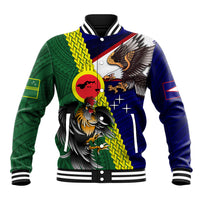 Manu'a Island and American Samoa Baseball Jacket Rooster and Eagle Mascot LT03 Unisex Green - Polynesian Pride