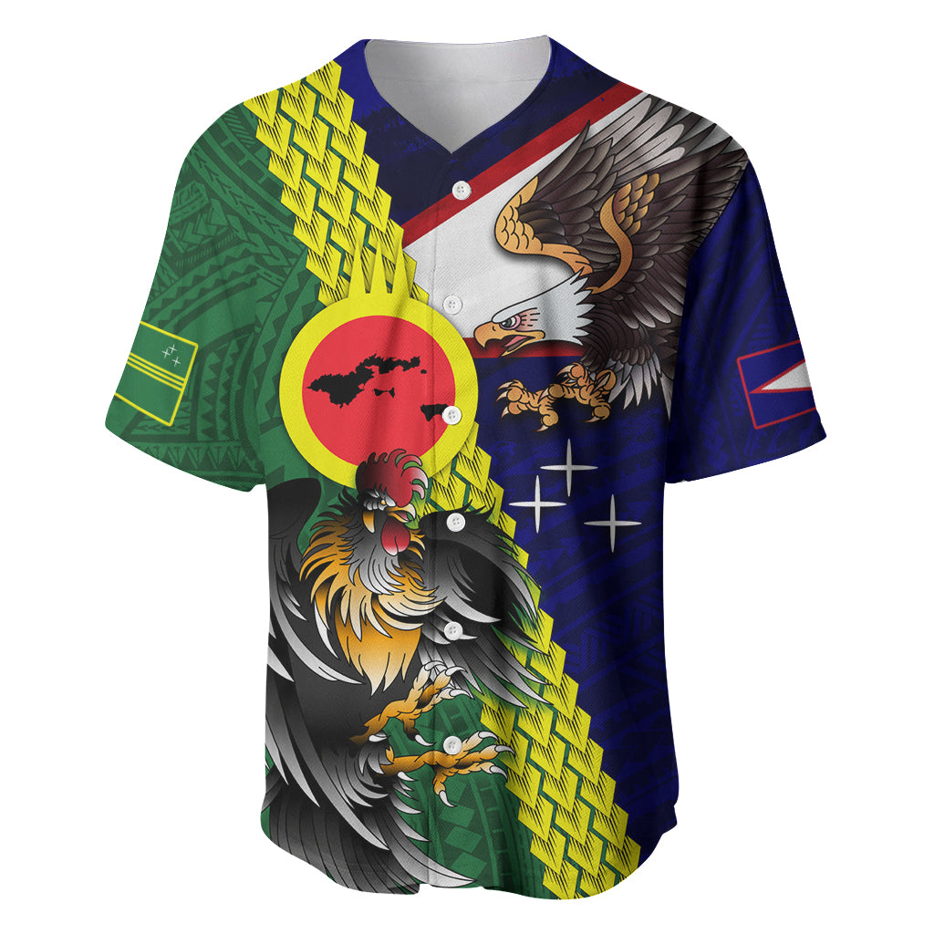 Manu'a Island and American Samoa Baseball Jersey Rooster and Eagle Mascot