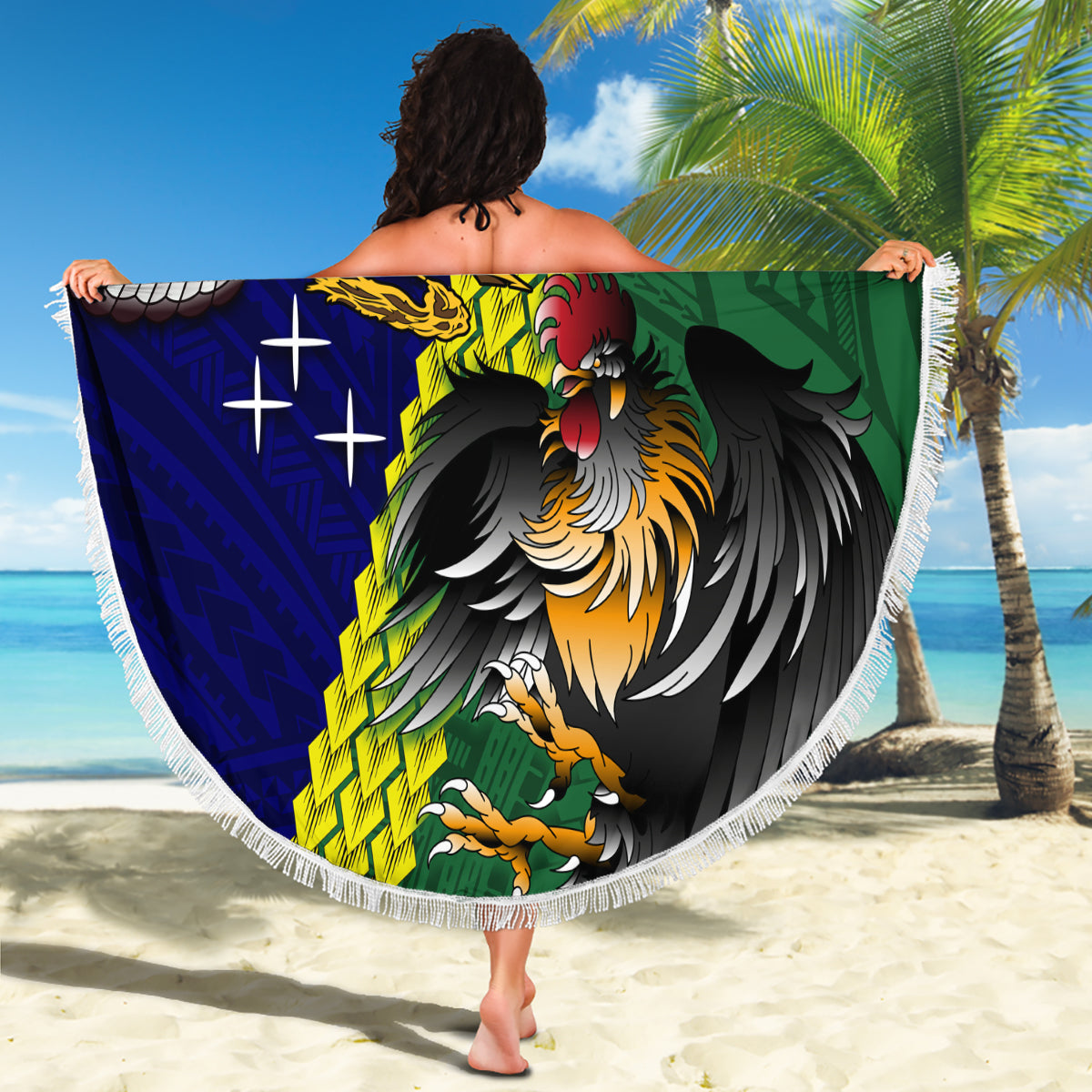 Manu'a Island and American Samoa Beach Blanket Rooster and Eagle Mascot LT03 - Polynesian Pride
