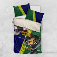 Manu'a Island and American Samoa Bedding Set Rooster and Eagle Mascot LT03 US Twin 172cm x 218cm Green - Polynesian Pride